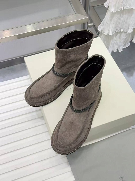 Женские замшевые сапоги Brunello Cucinelli premium - Beige