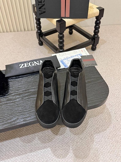Кроссовки с мехом Ermenegildo Zegna Triple Stitch high-top   