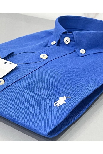 Синяя рубашка Polo Ralph Lauren logo-embroidered   