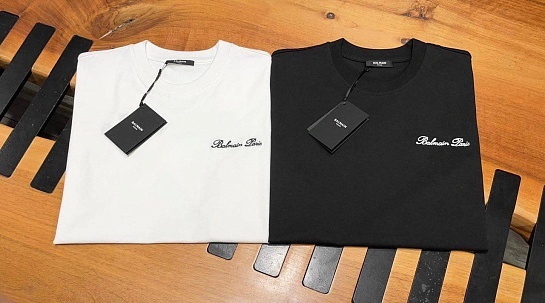 Мужская белая футболка Balmain logo-embroidered