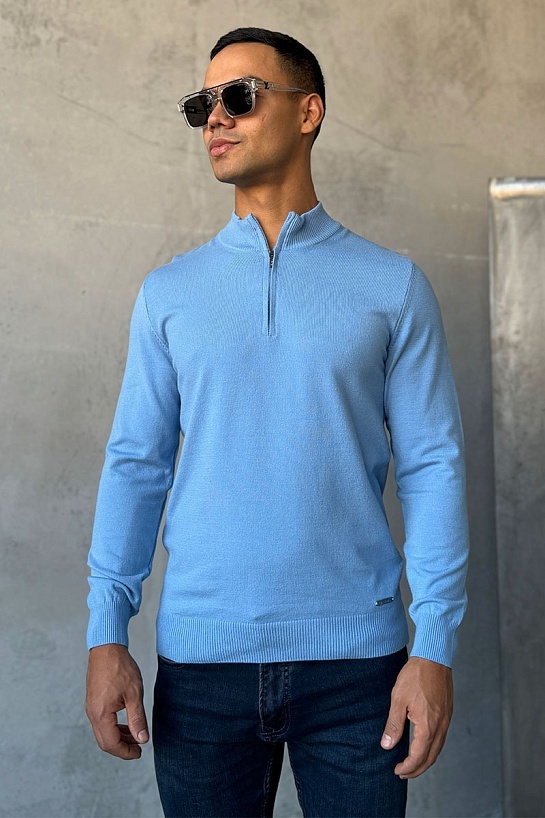 Голубой джемпер Loro Piana Zip Neck