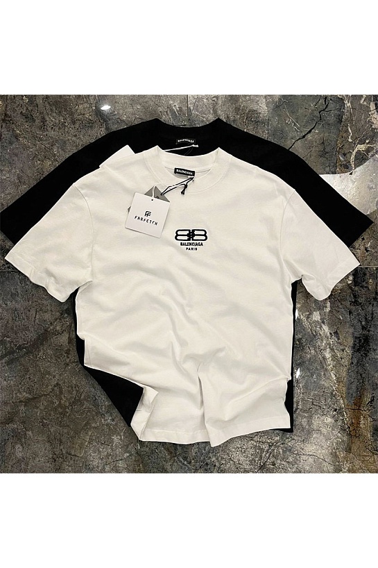Белая оверсайз футболка Balenciaga BB Paris