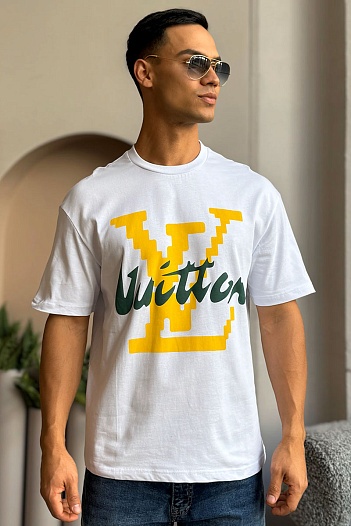 Белая оверсайз футболка Louis Vuitton logo-print   