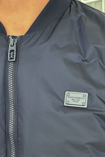 Мужской бомбер Dolce & Gabbana logo-plaque - Navy   