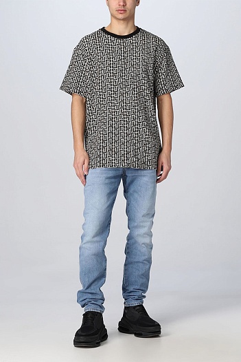 Оверсайз футболка Balmain monogram - White / Black   