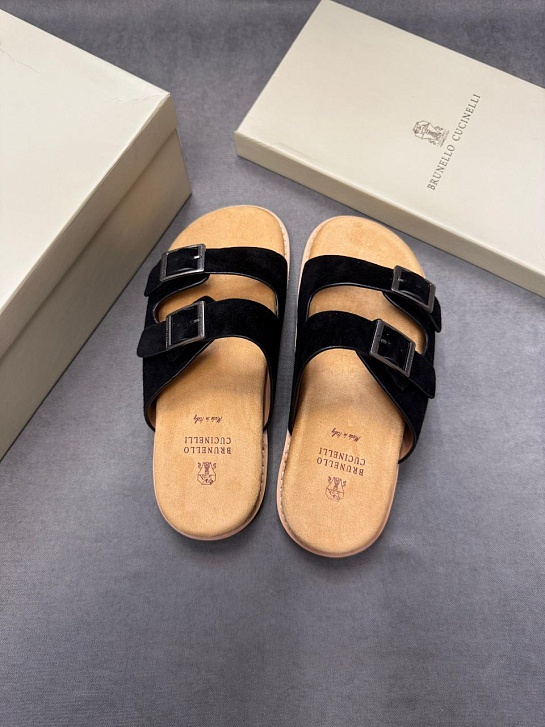 Замшевые шлёпанцы Brunello Cucinelli Urban - Black