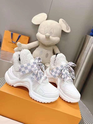 Женские кожаные кроссовки с мехом Louis Vuitton Archlight   