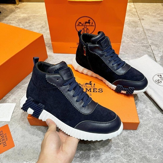 Кроссовки с мехом Hermes Bouncing high-top - Navy