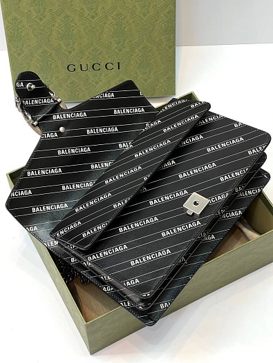 Женская сумка Gucci x Balenciaga Dionysus The Hacker Project Premium 28x17x10 см - Black   