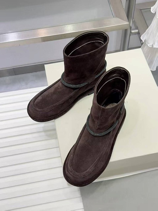 Женские замшевые сапоги Brunello Cucinelli premium - Brown