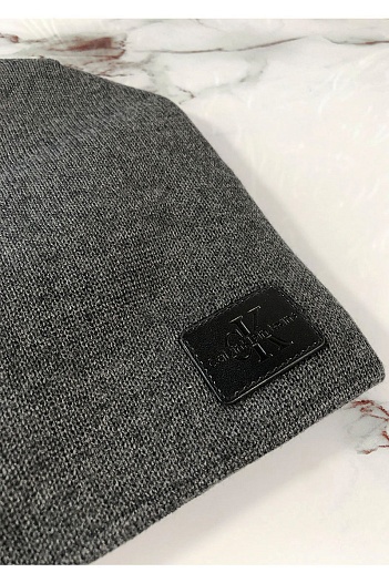 Мужская серая шапка Calvin Klein logo-patch   
