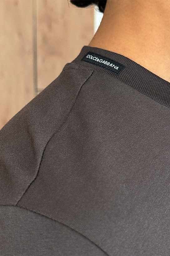 Футболка коричневого цвета Dolce & Gabbana logo-embroidered