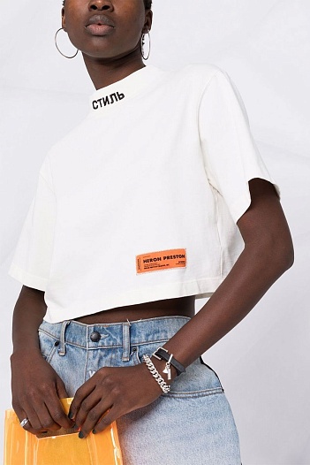 Белая футболка Heron Preston СТИЛЬ-logo cropped   