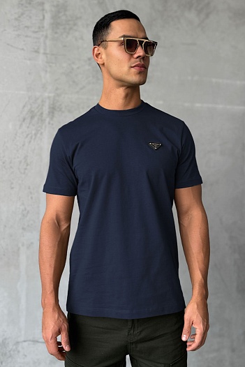 Мужская футболка Prada logo-plaque - Navy   
