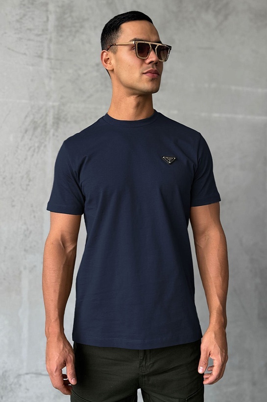 Мужская футболка Prada logo-plaque - Navy