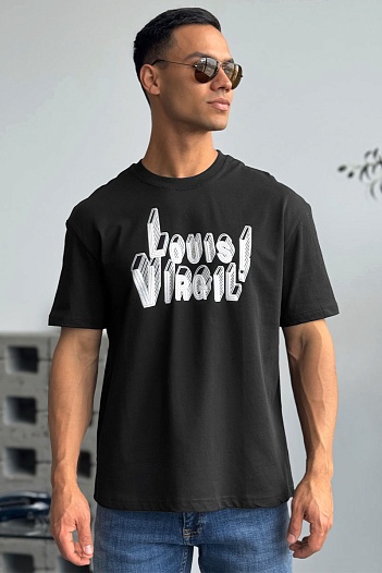 Чёрная оверсайз футболка Louis Vuitton Virgil Abloh   