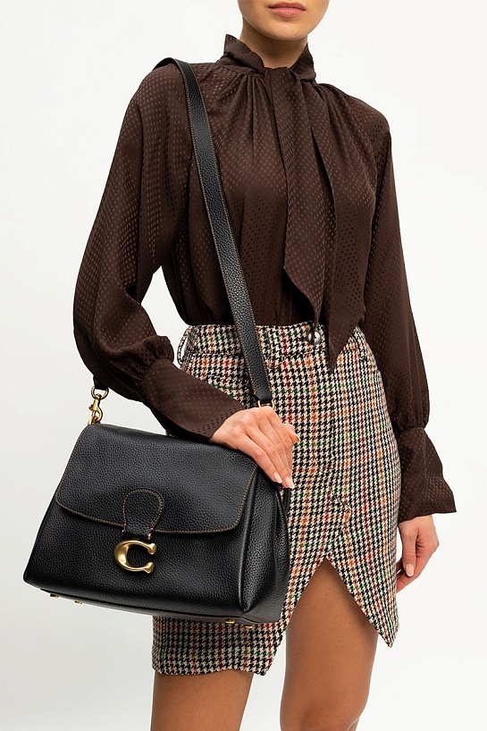 Кожаная сумка чёрного цвета Coach May 31x23 см