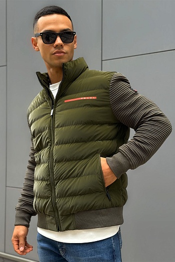Куртка с вязаными рукавами Prada Linea Rossa - Green   