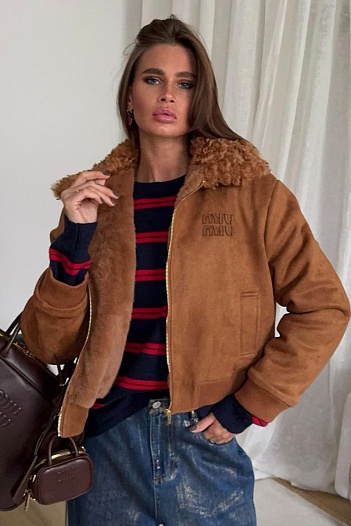 Женская куртка с мехом MIU MIU   
