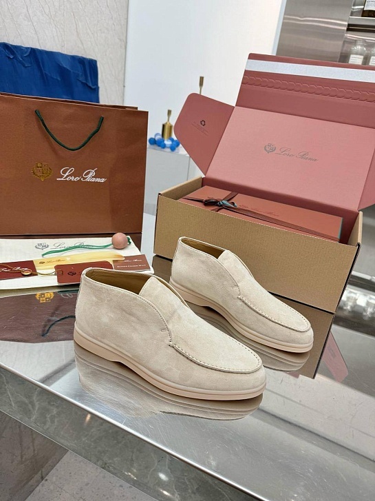 Женские замшевые лоферы Loro Piana premium - Beige