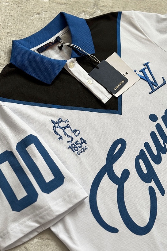 Мужское поло Louis Vuitton Launch The Equipe - White / Blue