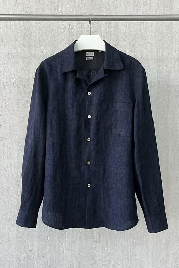 Льняная рубашка Brunello Cucinelli Premium - Navy   