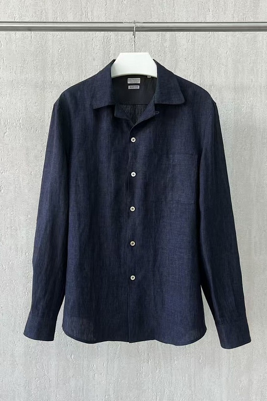 Льняная рубашка Brunello Cucinelli Premium - Navy