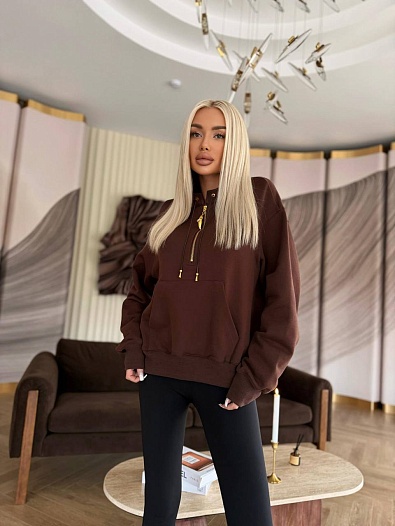 Женский свитшот Schiaparelli Premium zip neck - Brown   