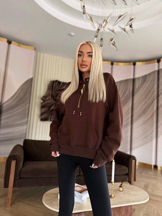 Женский свитшот Schiaparelli Premium zip neck - Brown