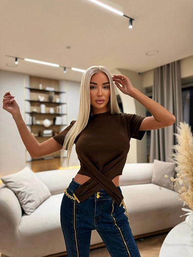 Женская базовая футболка Schiaparelli premium - Brown   