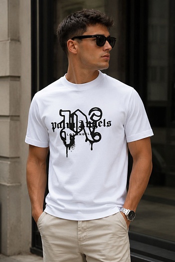 Белая футболка Palm Angels Los Angeles monogram spray   