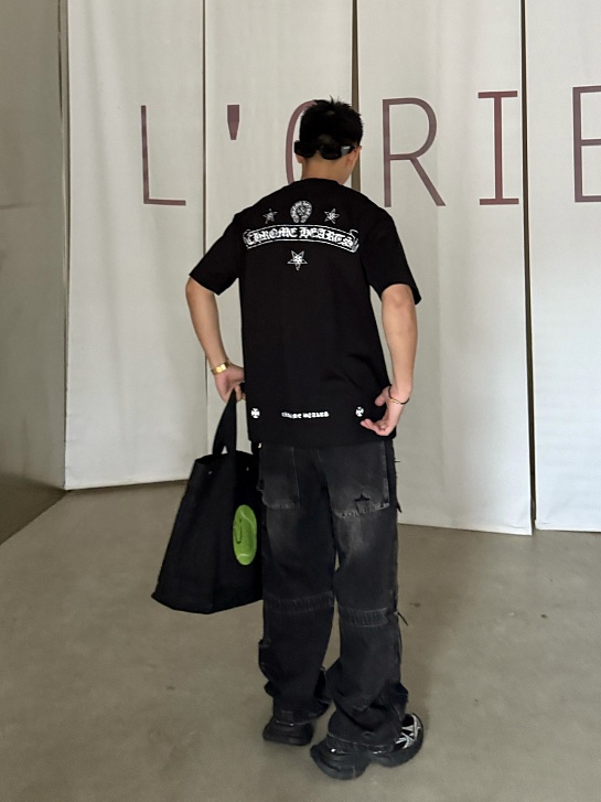 Чёрная оверсайз футболка Chrome Hearts Premium