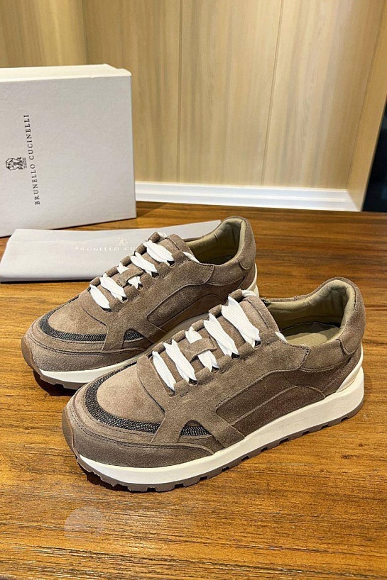 Женские замшевые кроссовки Brunello Cucinelli Monili - Brown
