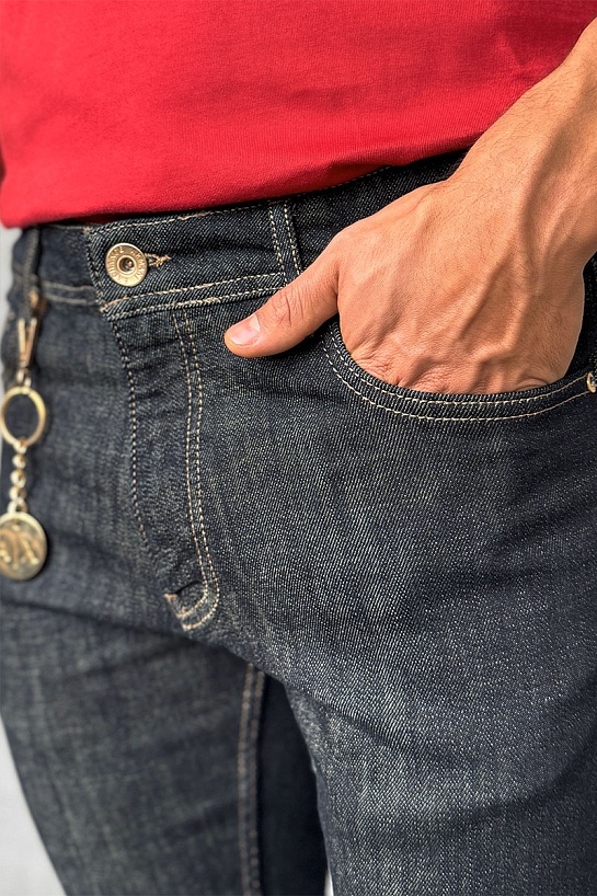 Мужские тёмно-синие джинсы Armani Exchange logo-patch