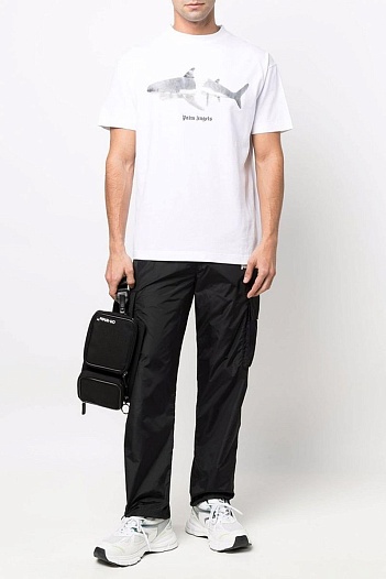 Белая оверсайз футболка Palm Angels Shark   