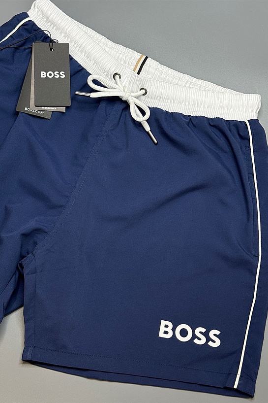 Мужские синие шорты Hugo Boss logo-print