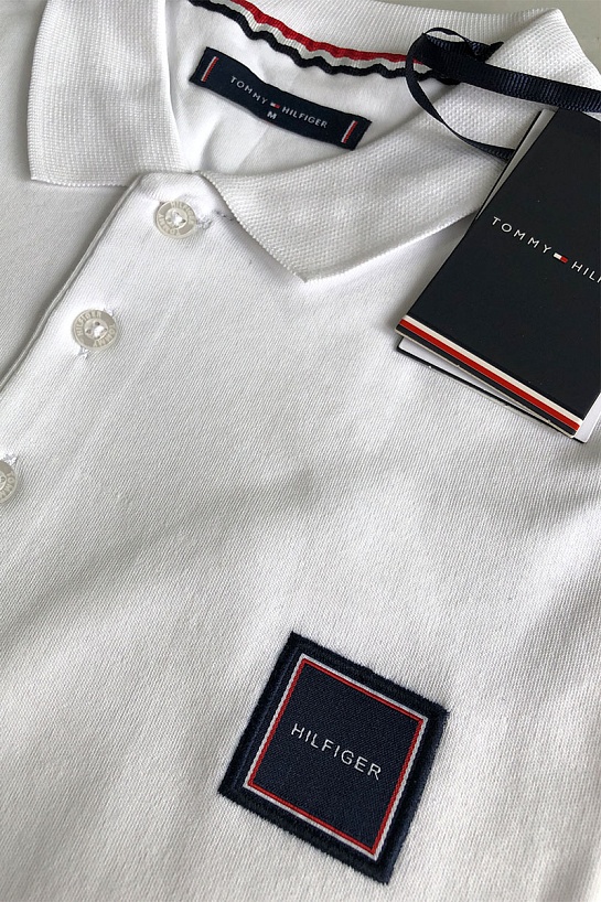 Классическое мужское поло Tommy Hilfiger белого цвета