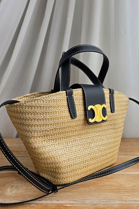 Плетёная сумка с кожаной отделкой Celine 30x18 см