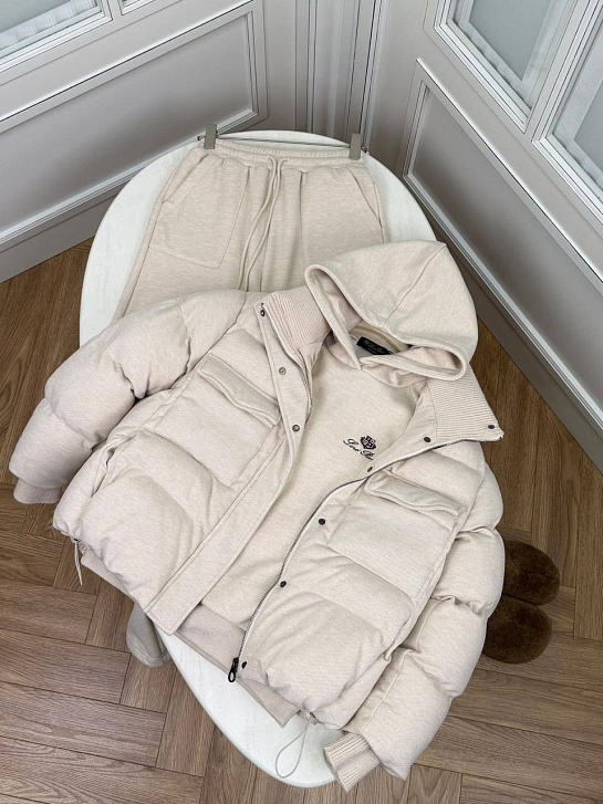 Женский костюм тройка на флисе Loro Piana premium - Beige