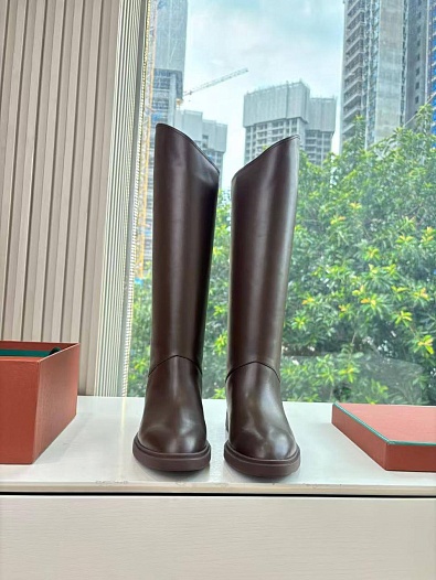 Женские кожаные сапоги Loro Piana premium - Brown   