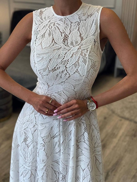 Женское кружевное платье Zimmermann белого цвета