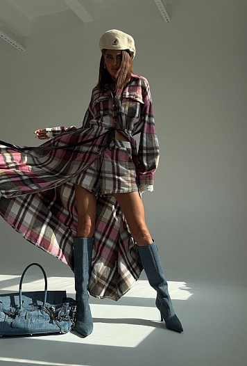 Женский костюм двойка в клетку Max Mara розового цвета   