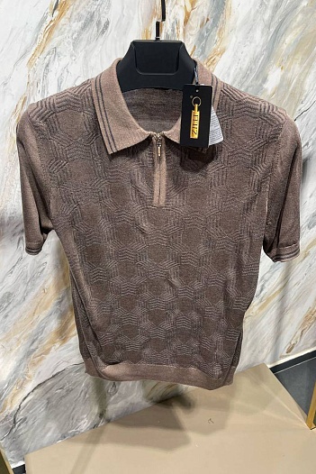 Мужское поло бежевого цвета Zilli zip neck   