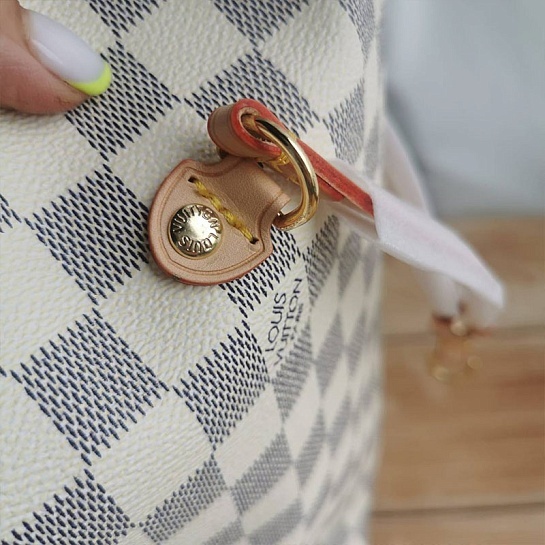 Женская кожаная сумка Louis Vuitton Neverfull MM Damier Azur 33x30 см