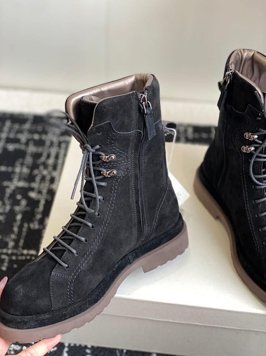Женские замшевые ботинки Brunello Cucinelli Premium - Black