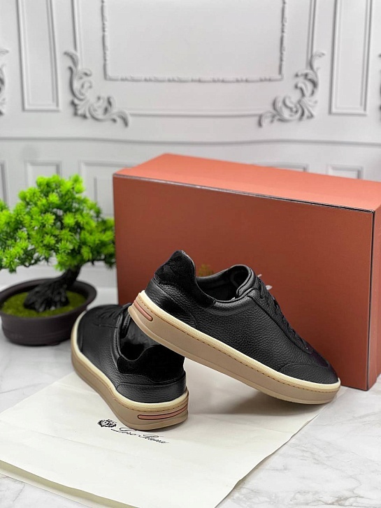 Кожаные кроссовки Loro Piana Tennis Walk - Black