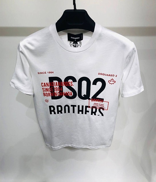 Мужская белая футболка Dsquared2 Brothers