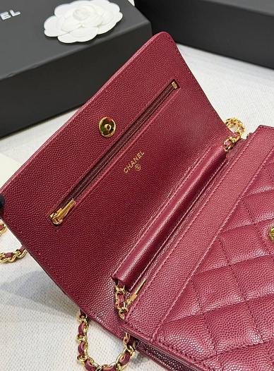 Кожаная сумка Chanel Wallet on Chain premium 19x12x4 см   