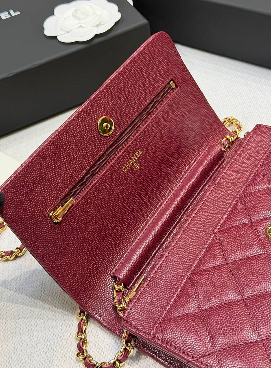 Кожаная сумка Chanel Wallet on Chain premium 19x12x4 см
