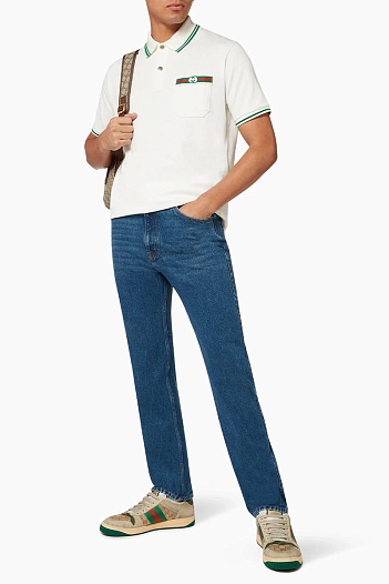 Мужское поло Gucci Interlocking G - Pearl White   